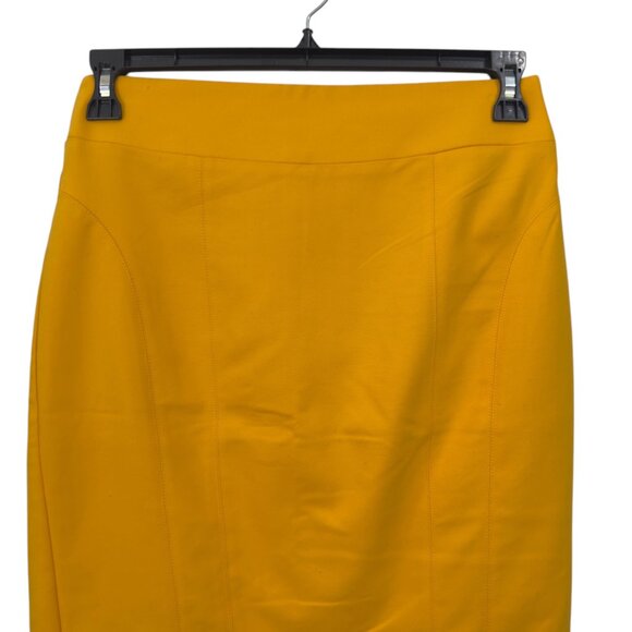 Express Womens Yellow Pencil Skirt SZ 8 Stretch Blend Back Zipper Office Casual - Picture 8 of 9